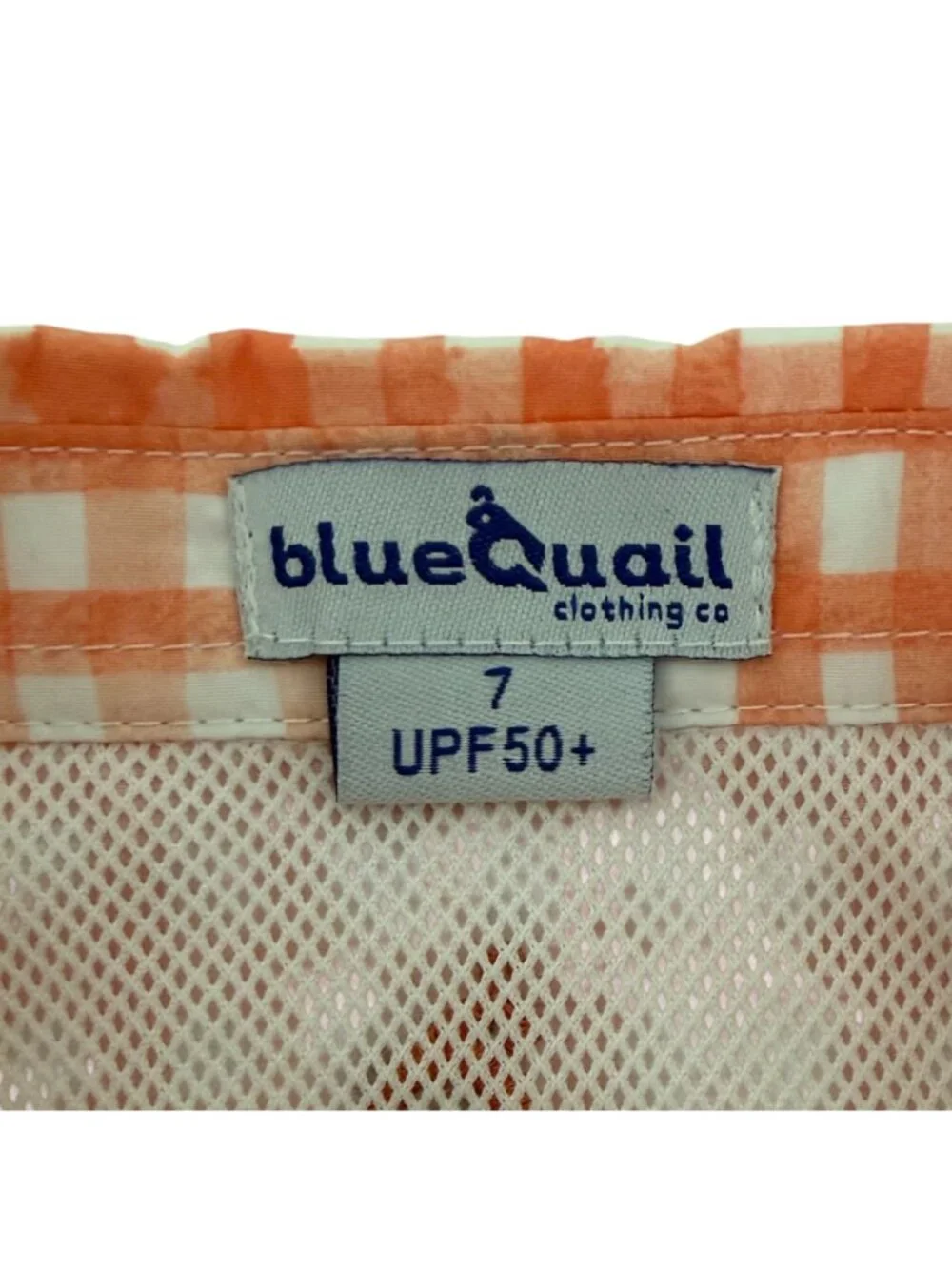 NWT Blue Quail Guayabera Orange White Check Short Sleeve Button Down Shirt (7)